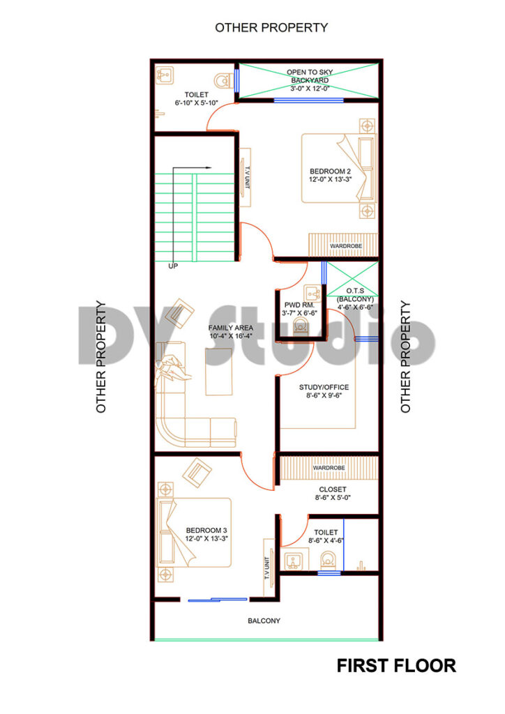 20x50 House plan Option 6 FF