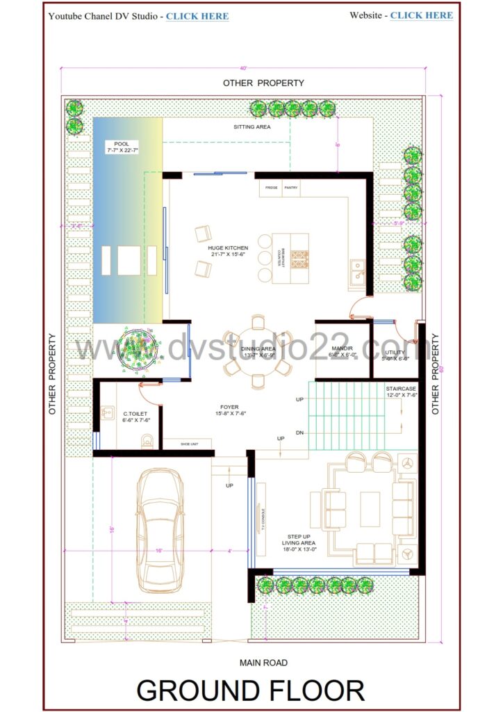 40x60 house plan 3d