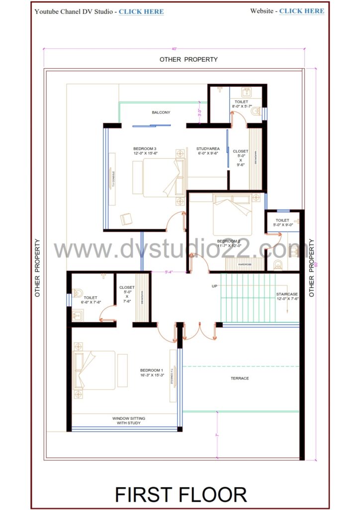 40x60 house plan 3d