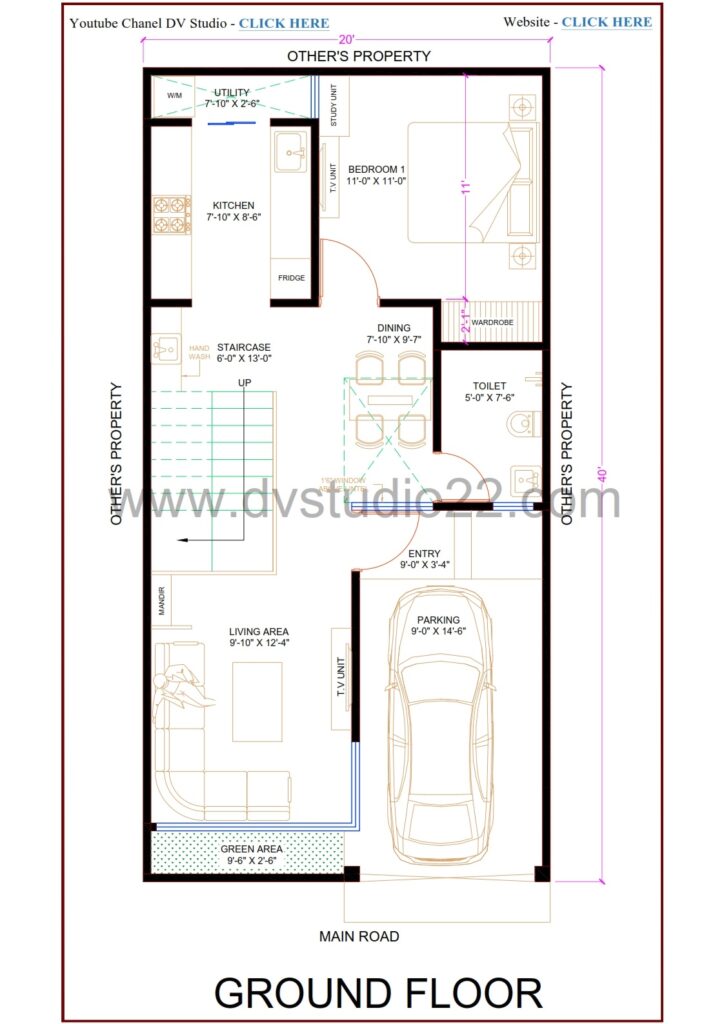 20x40 House Plans 3D