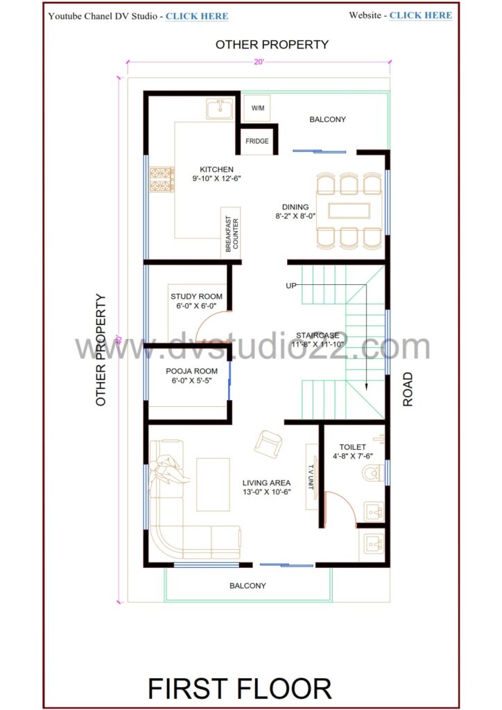 20x40 House Plans 3D