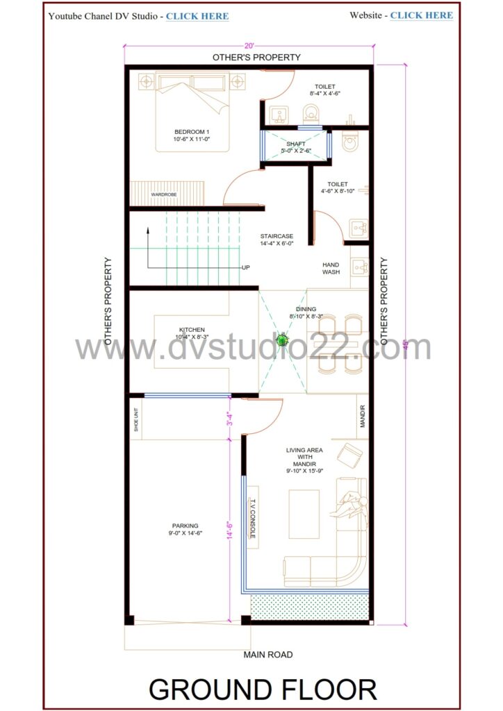 20x45 House Plans 3D