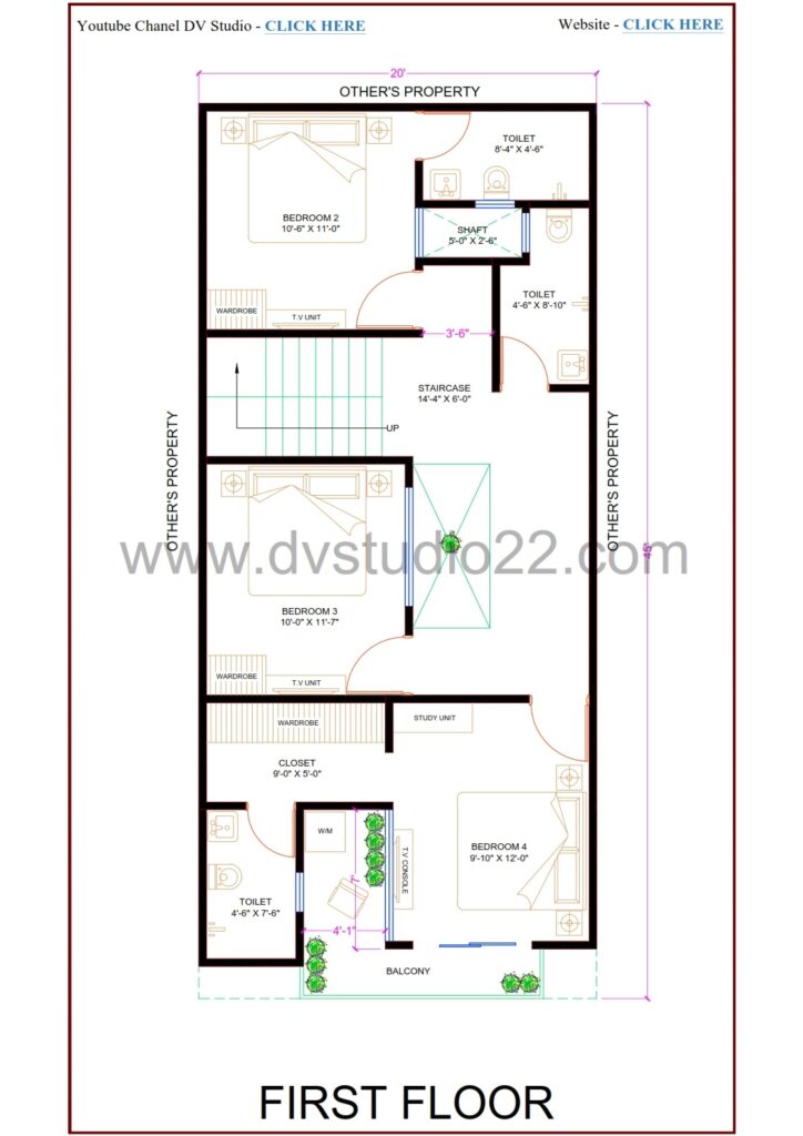 20x45 House Plans 3D