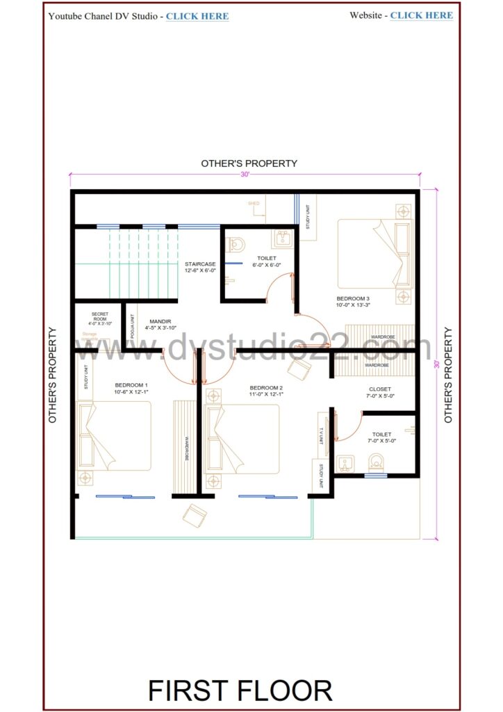 30x30 House Plans 3D