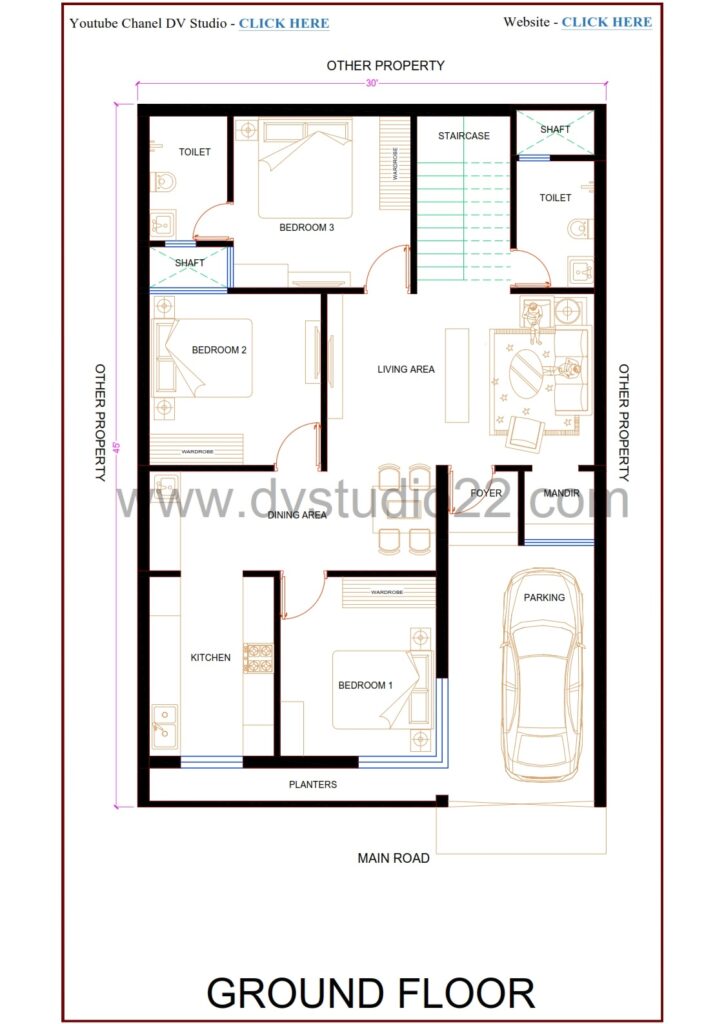 30x45 House Plans 3D