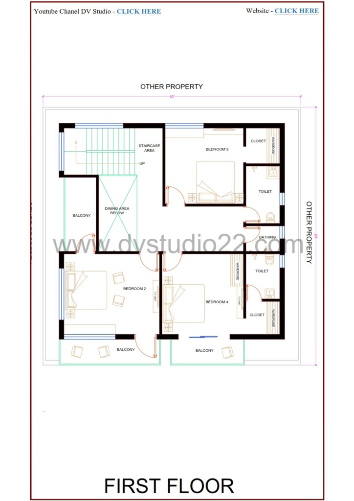 40x40 House Plans 3D