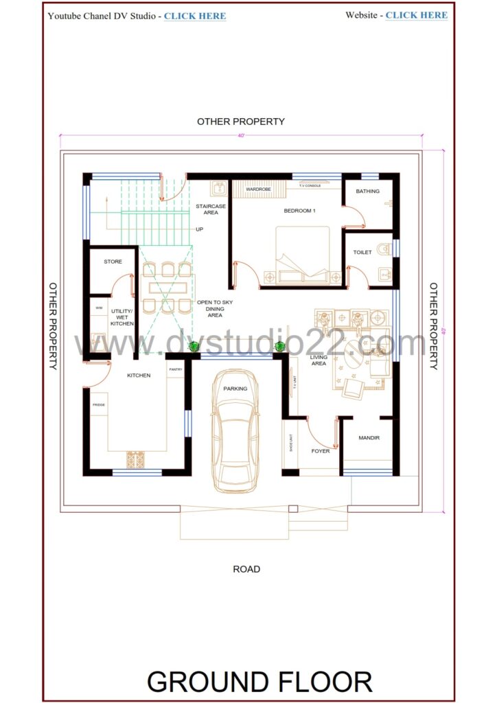 40x40 House Plans 3D