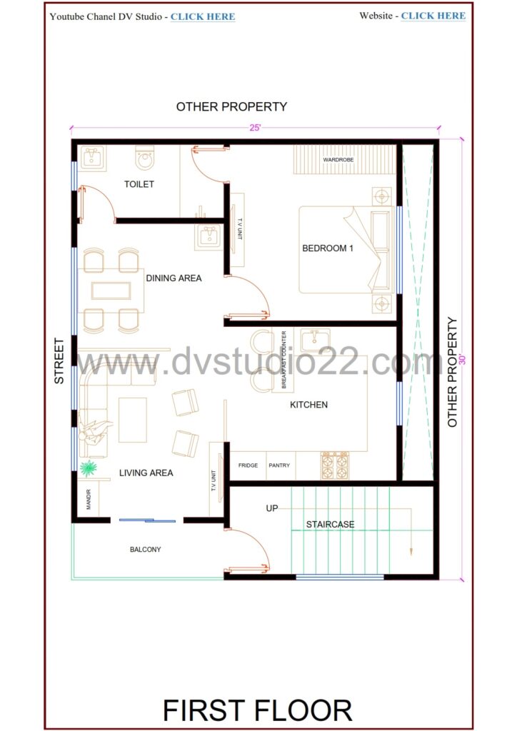 25x30 House Plans 3D