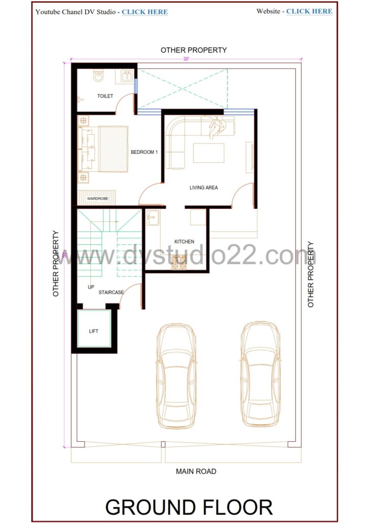 30x50 house plan 3d