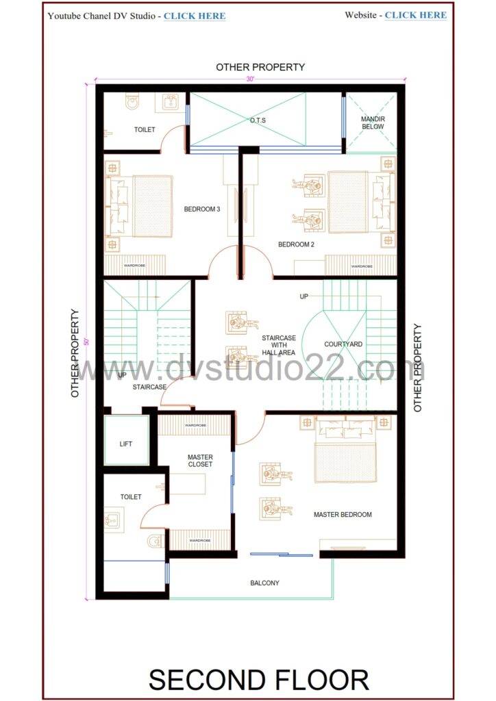 30x50 house plan 3d