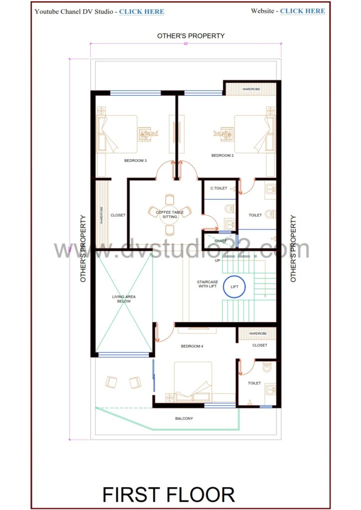 30x60 4BHK Duplex House Plans 3D