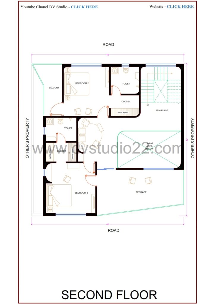 40x40 Duplex House Plans 3D