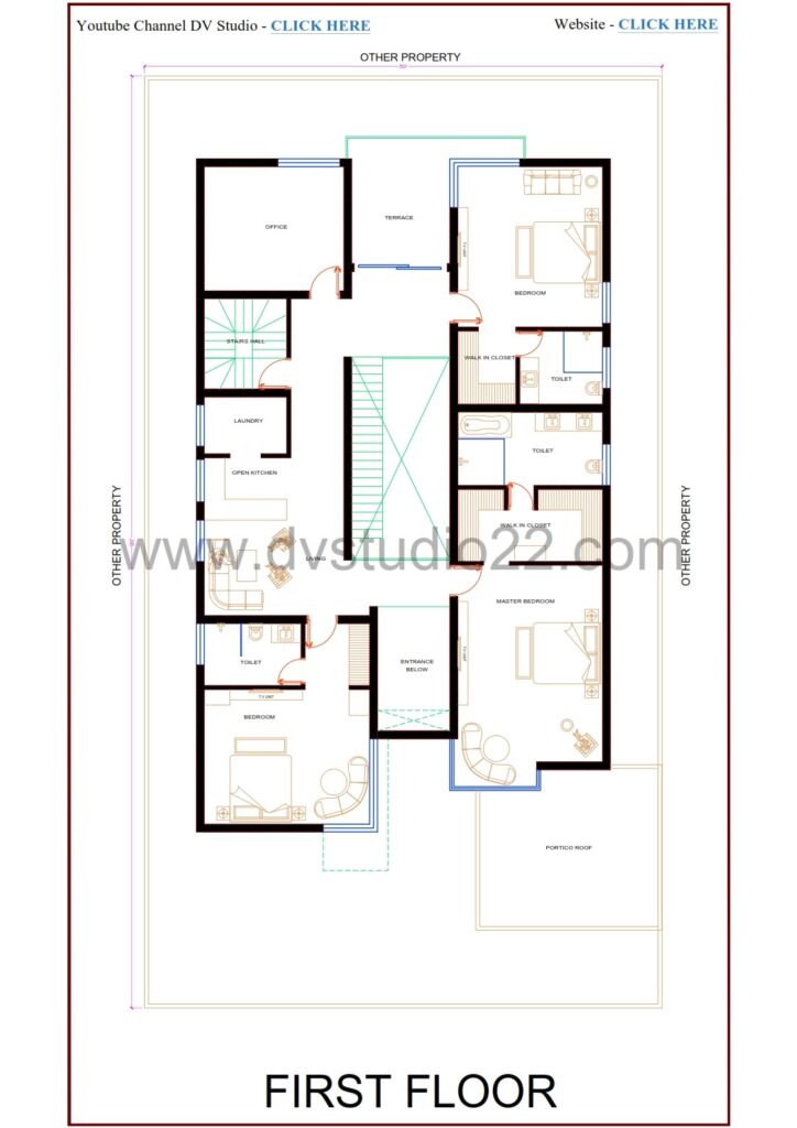 500 Sq Yards 5BHK House Plans 3D