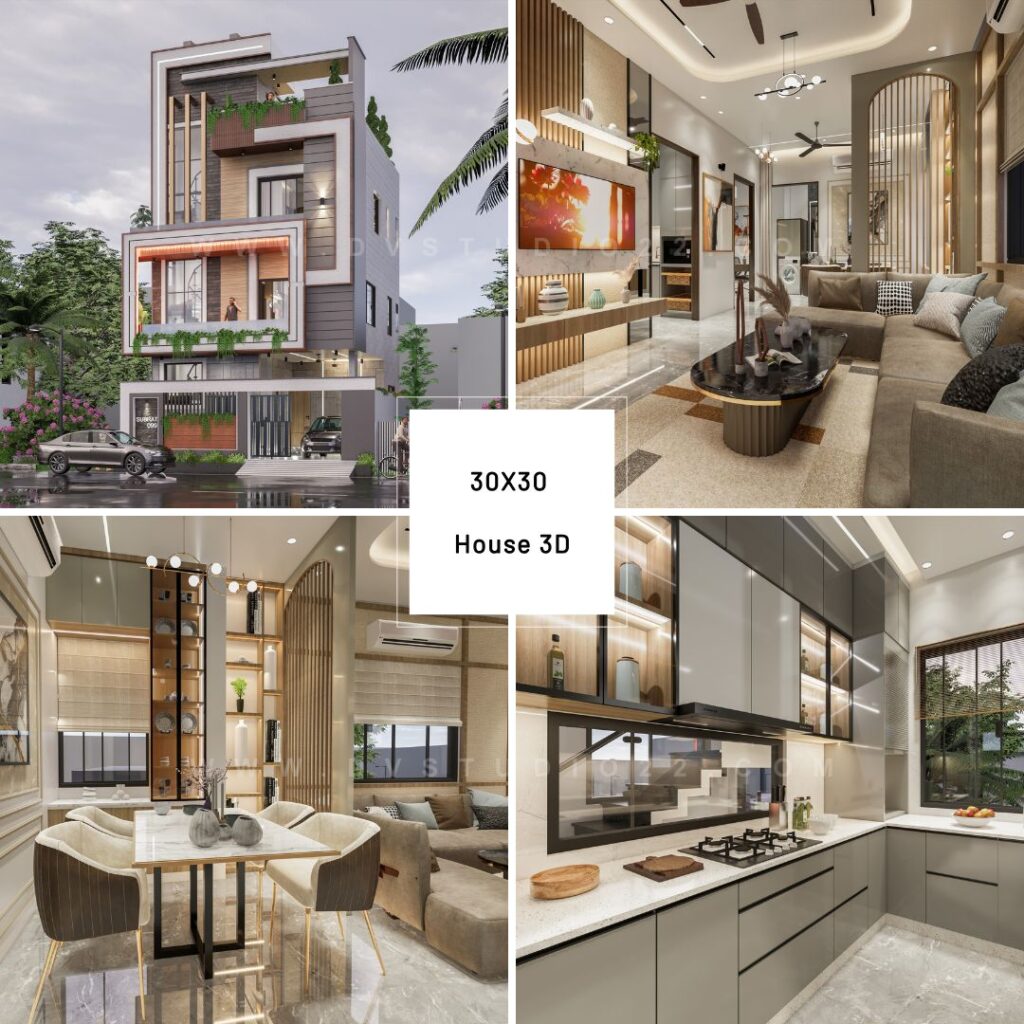 30x30 House Plans - 4BHK - 900 Sqft | 1000 Gaj