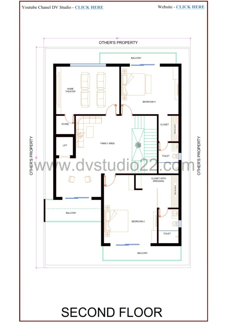 40x60 House Plans - DOUBLE HEIGHT DINING AREA - 5BHK - Option 5 - 2400 Sqft | 265 Gaj