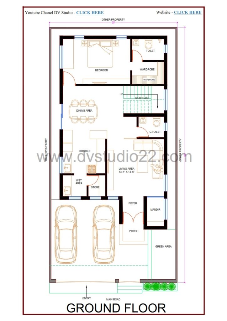 30x60 House Plans - 4BHK - 1800 Sqft | 200 Gaj - Option -11