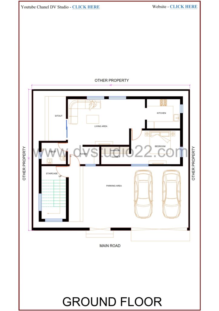 45x40 House Plans - 6BHK - 1800 Sqft | 200 Gaj