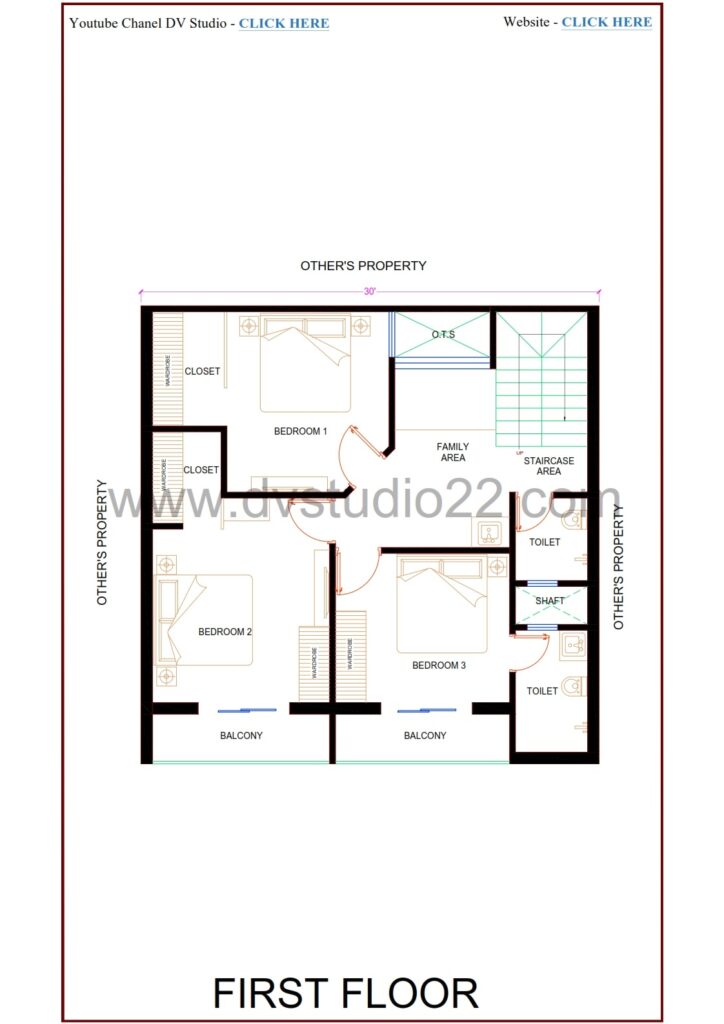 30x30 House Plans - 4BHK - 900 Sqft | 100 Gaj - Option -9