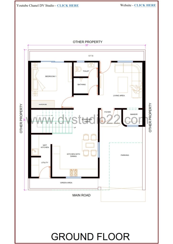 30x36 House Plans, 120 GAJ