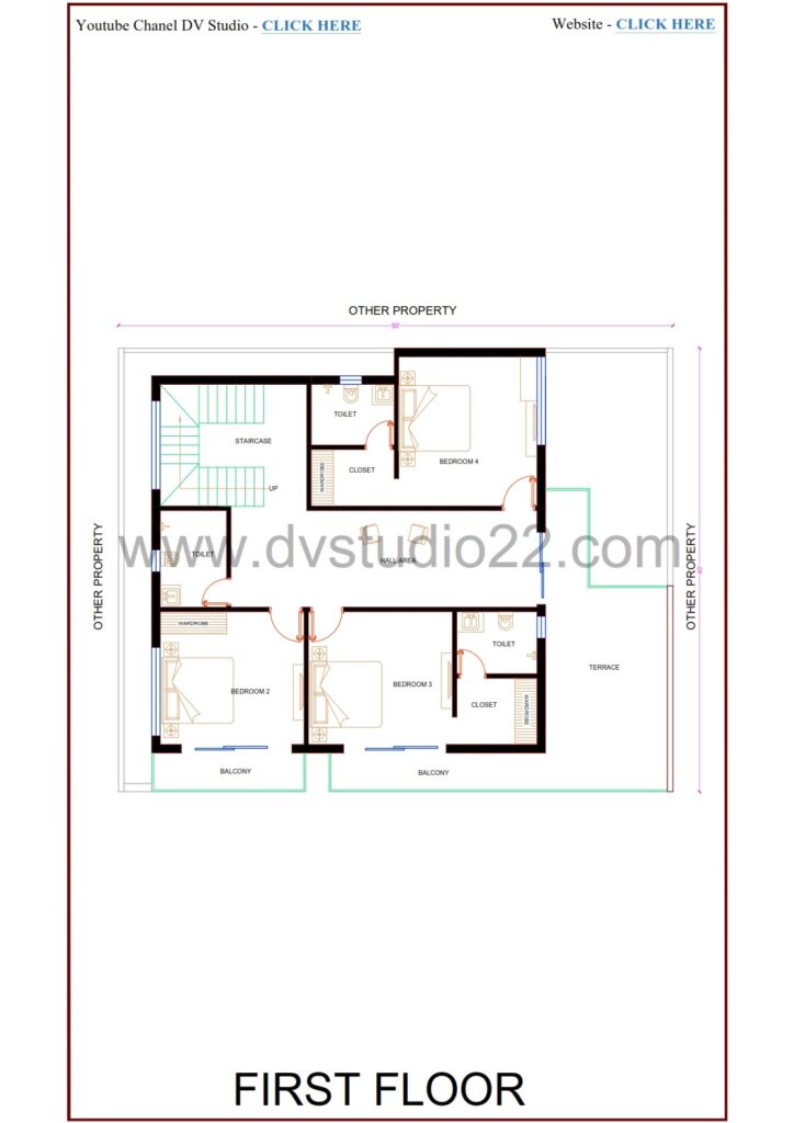 50x40 House Plans - 4BHK - 2000 Sqft | 225 Gaj