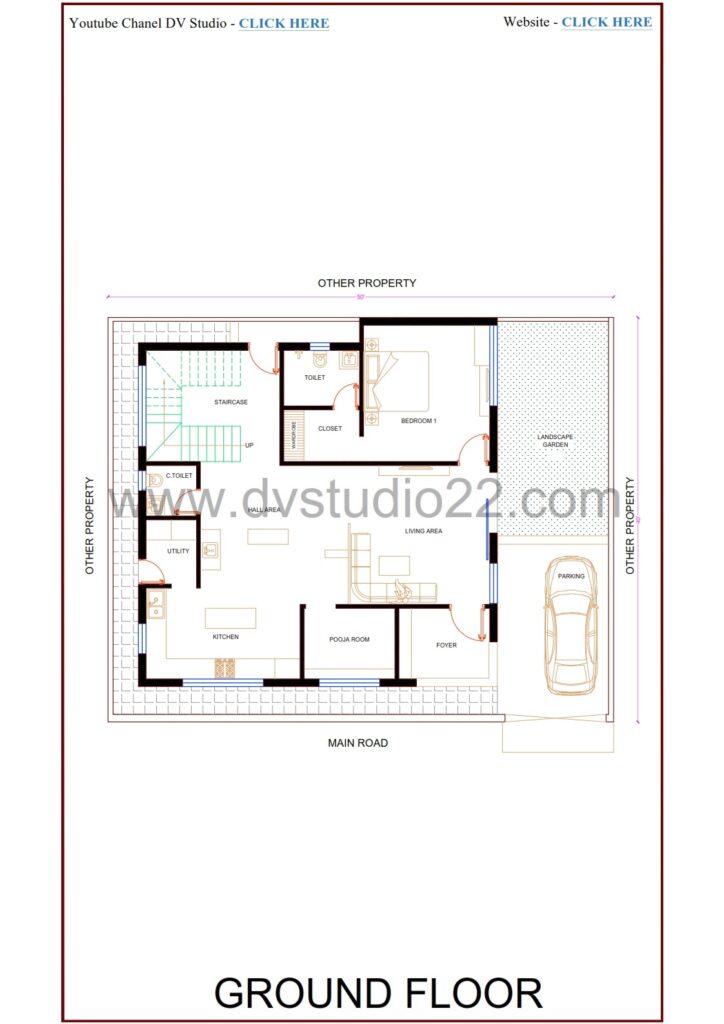 50x40 House Plans - 4BHK - 2000 Sqft | 225 Gaj