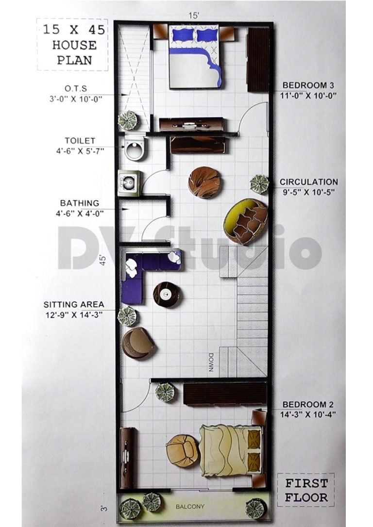 Dv Studio Plan.pdf 15X45 House Floor Plans - DV Studio