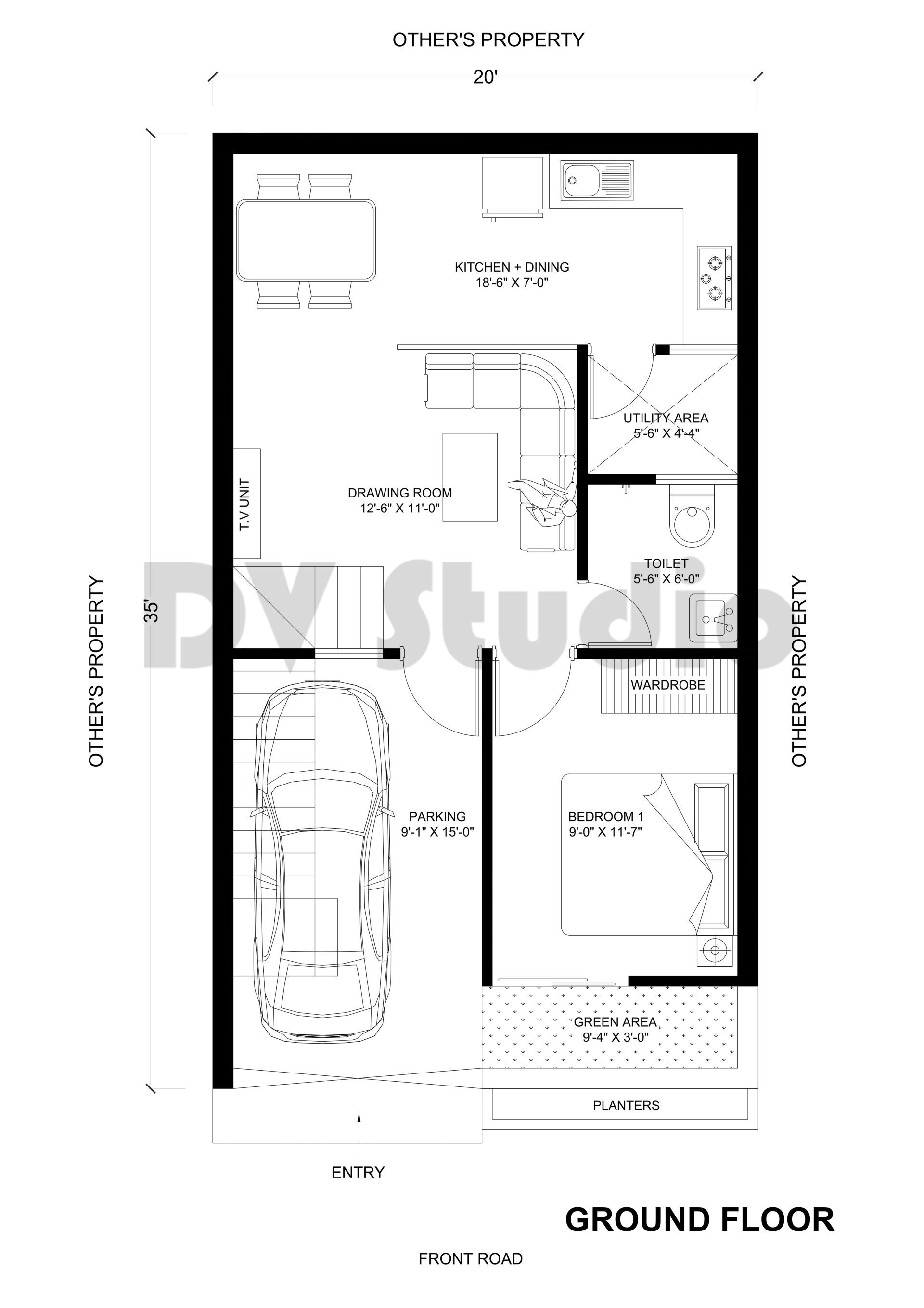 20X35 House Design - DV Studio