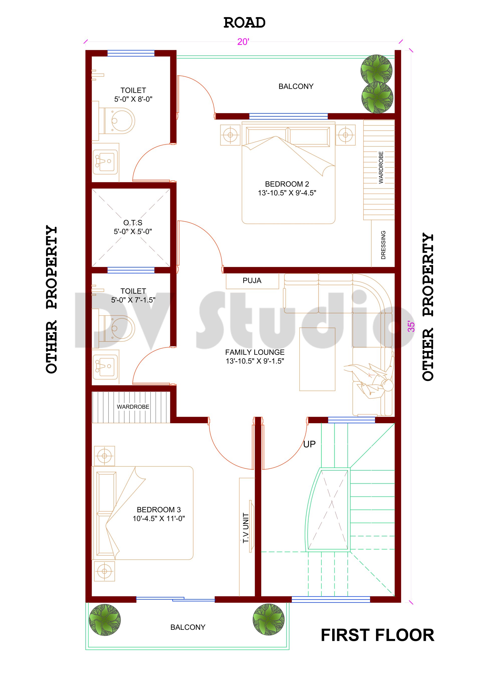 20X35 House Design Option 2 - Home Decor Ideas