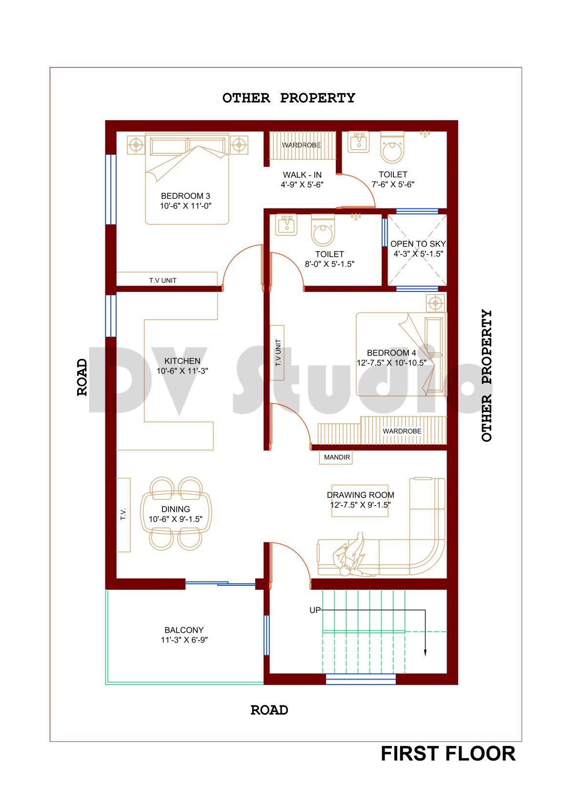 25X40 House Design Option 2 - DV Studio