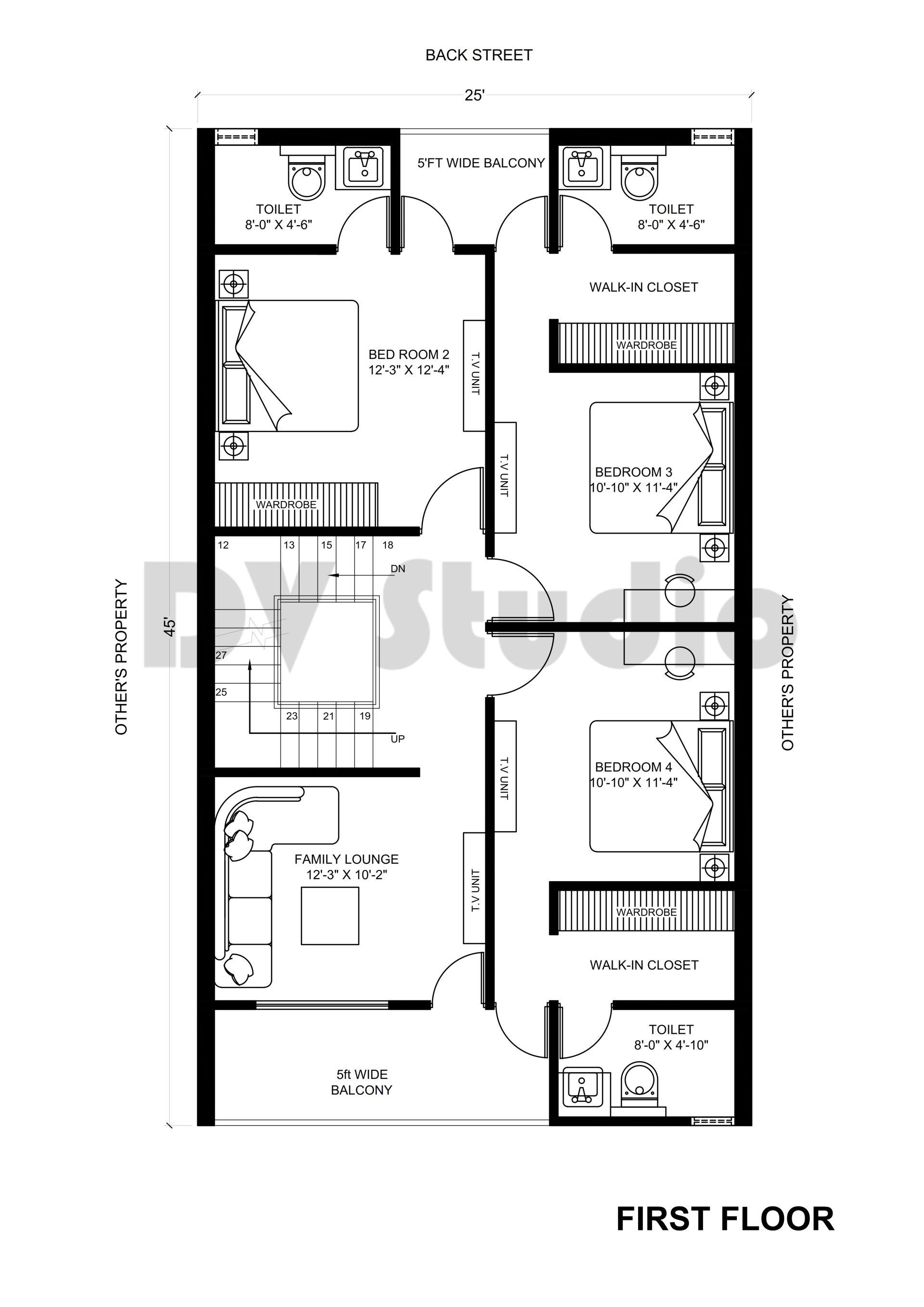 25X45 House Design Option 2 - DV Studio