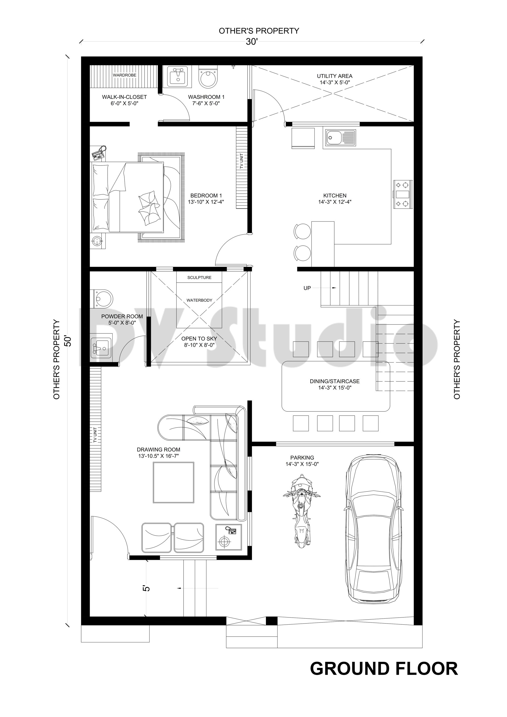 30X50 House Design - DV Studio
