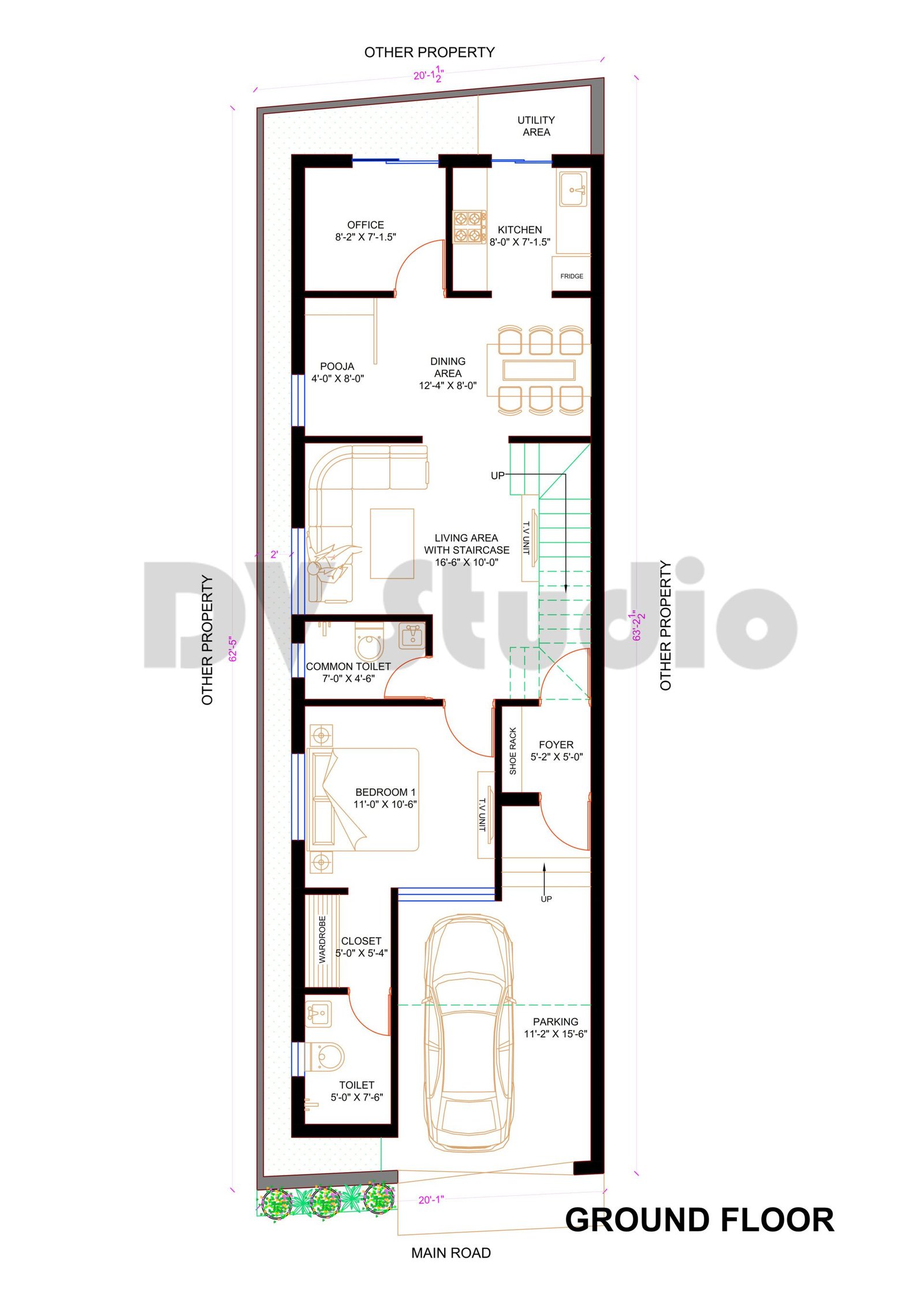 Dv Studio Plan.pdf 20X62 House Plan - DV Studio