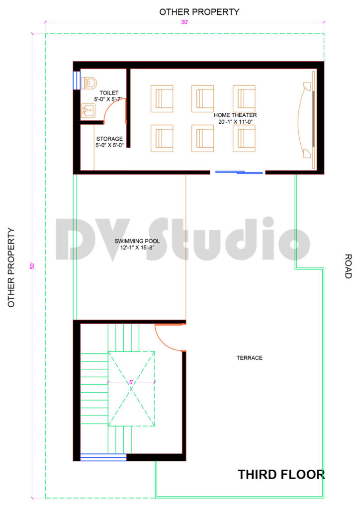 30x50 House plan Option 11 TF