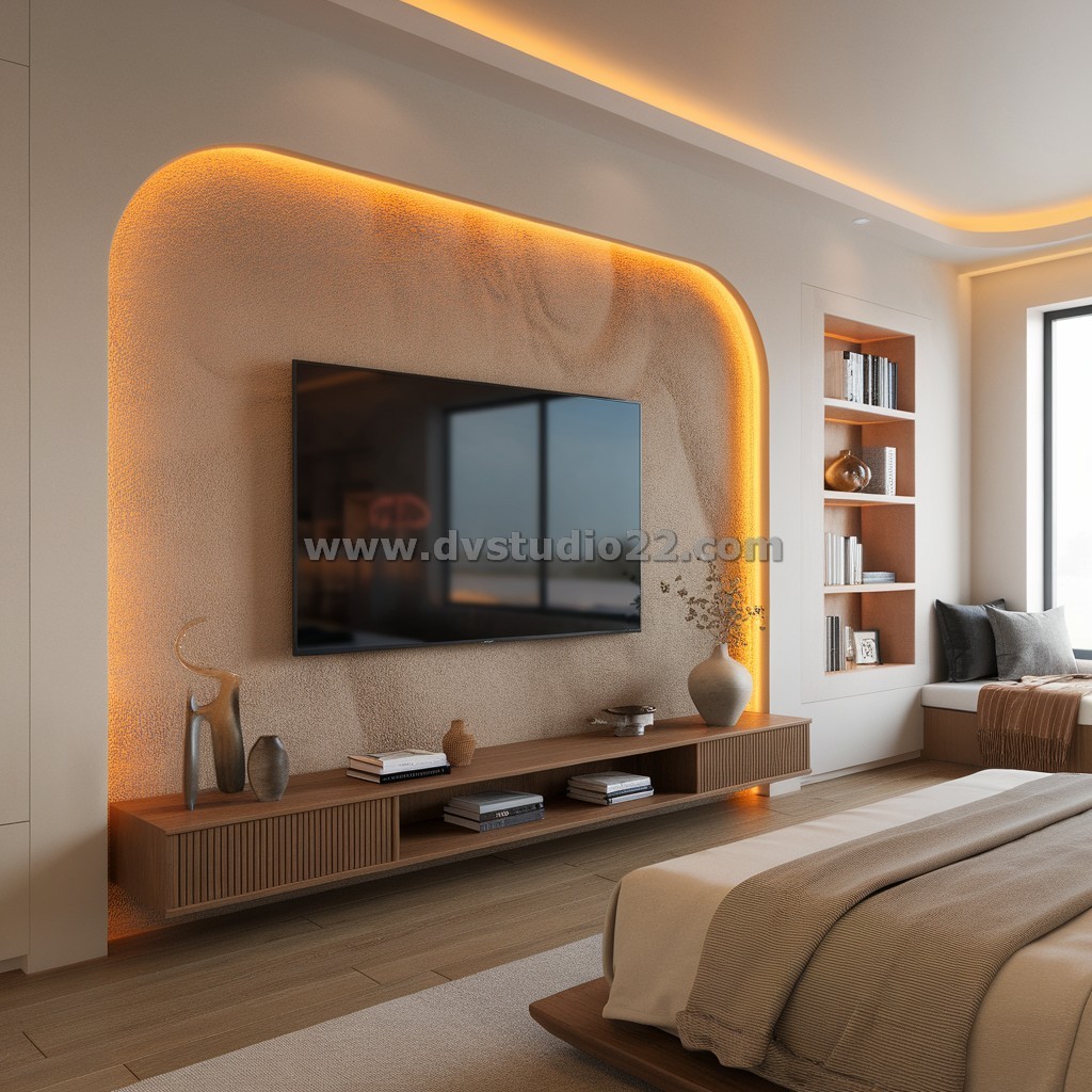 a-modern-bedroom-with-a-large-wall-mounted-tv-the--LGYF0y2sSIyqvu2Gw3bMXg-q95KGr4cSquji81mQTjgKA