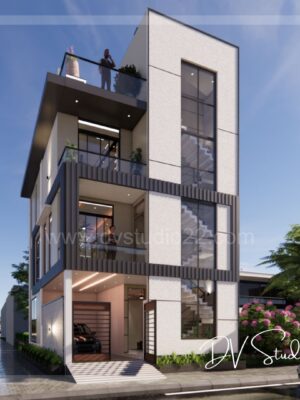 25x30 House Plans 3D - 1BHK + 3BHK + Office - Option 4 - 750 Sqft | 85 Gaj