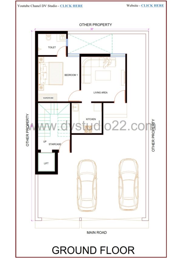30x50 5BHK Duplex House Plans 3D - Option 16 - 1500 Sqft | 165 Gaj - Image 2