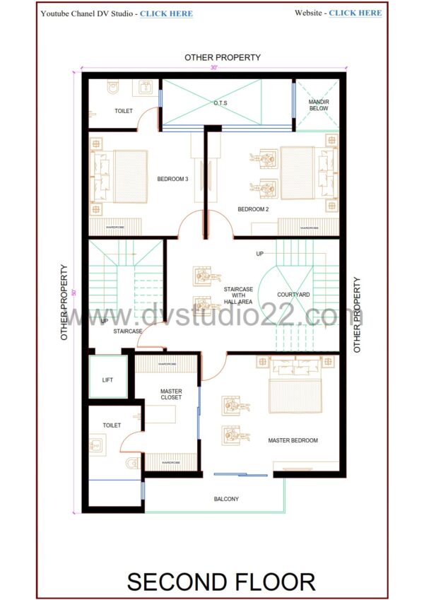 30x50 5BHK Duplex House Plans 3D - Option 16 - 1500 Sqft | 165 Gaj - Image 4