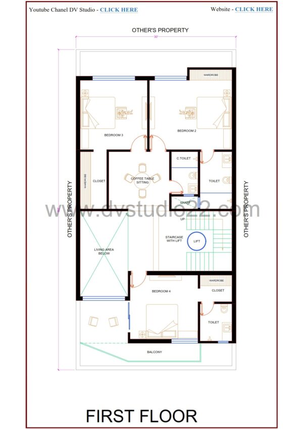 30x60 4BHK Duplex House Plans 3D - Option 10 - 1800 Sqft | 200 Gaj - Image 3