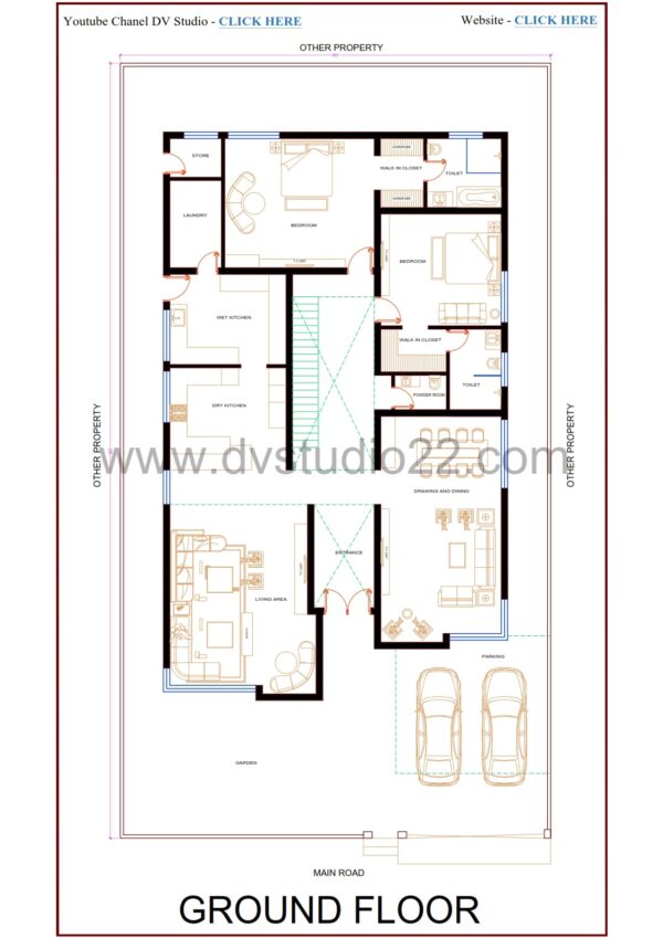 500 Sq Yards 5BHK House Plans 3D - 4500 Sqft | 500 Gaj - Image 2