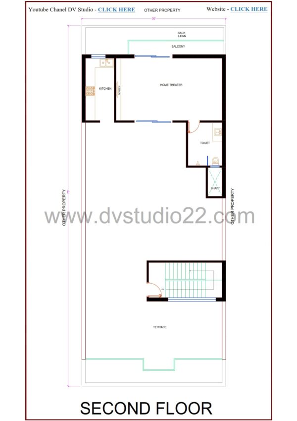 30x75 House Plans - DOUBLE HEIGHT LIVING AREA - 5BHK - 2250 Sqft | 250 Gaj - Image 4