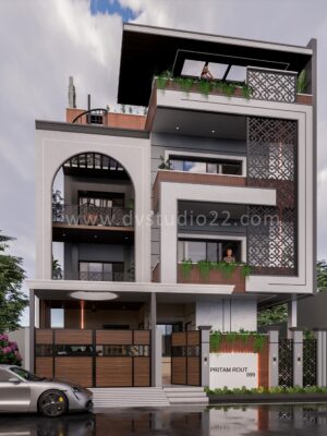 40x60 House Plans - DOUBLE HEIGHT DINING AREA - 5BHK - Option 5 - 2400 Sqft | 265 Gaj