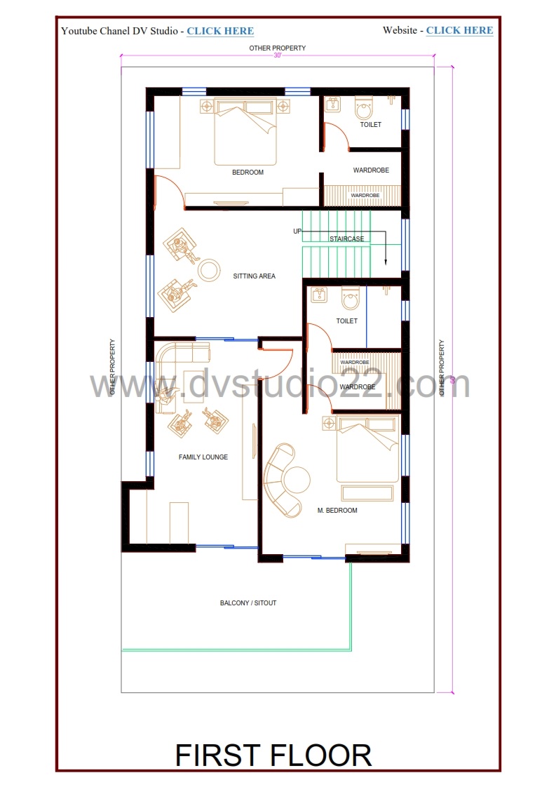 30x60 House Plans - 4BHK - 1800 Sqft | 200 Gaj - Option -11 - Image 3