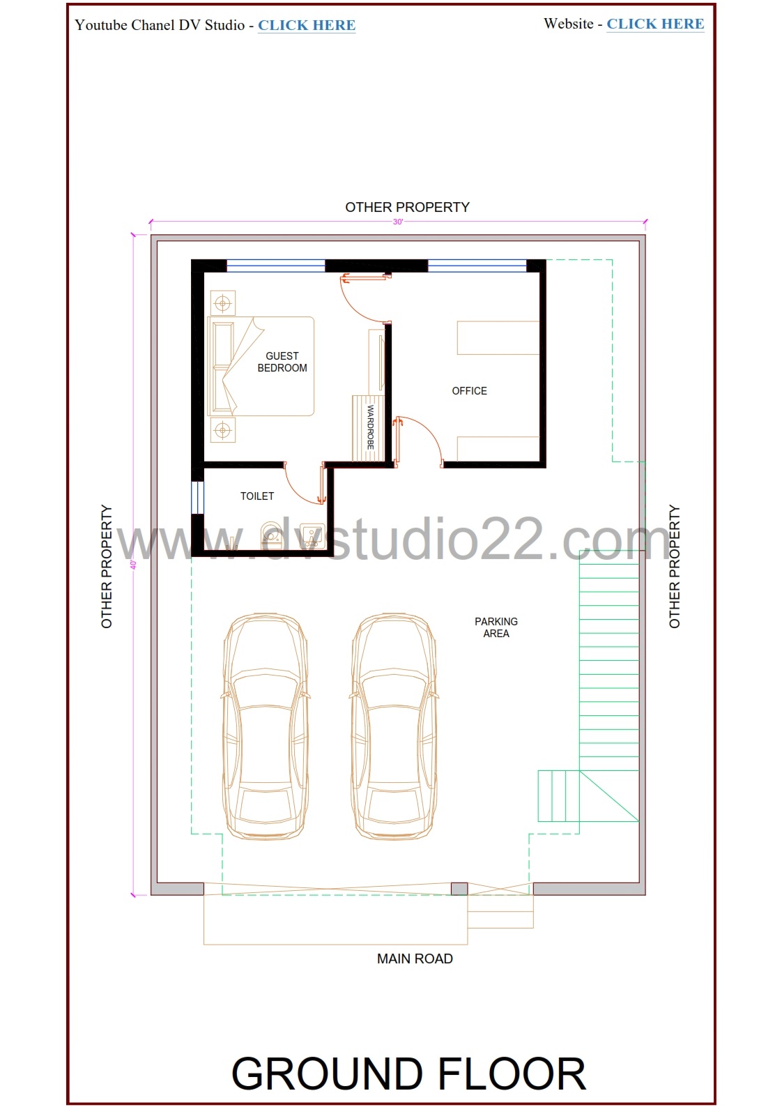 30x40 House Plans - 4BHK | CENTRAL OTS - 1200 Sqft | 135 Gaj - Option -18 - Image 2